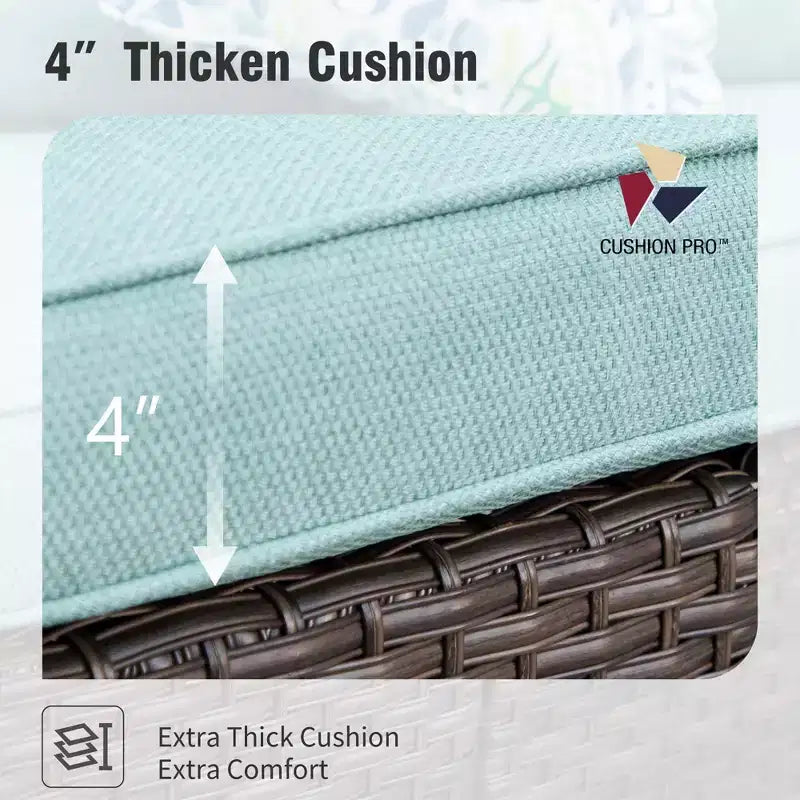 Captiva Designs Ensemble de conversation 6 pièces en osier pour terrasse extérieure avec causeuse coussinée pour jardin, piscine, arrière-cour