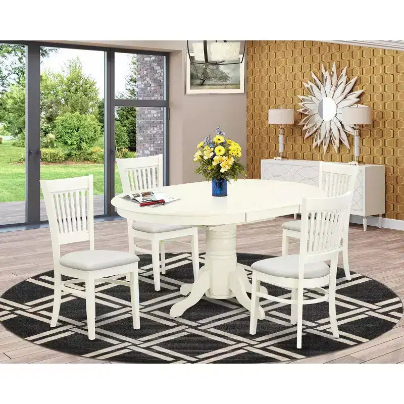 Ensemble de salle à manger 5 pièces HomeStock, table ovale et chaises en lin, 42 x 60 pouces