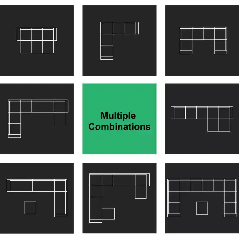 Canapé d'angle modulable en velours tufté Belffin avec méridienne réversible, ensemble de canapés modulables convertibles avec pouf de rangement
