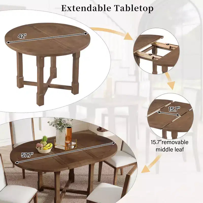 Table de cuisine style ferme Merax avec rallonge amovible et chaises rembourrées