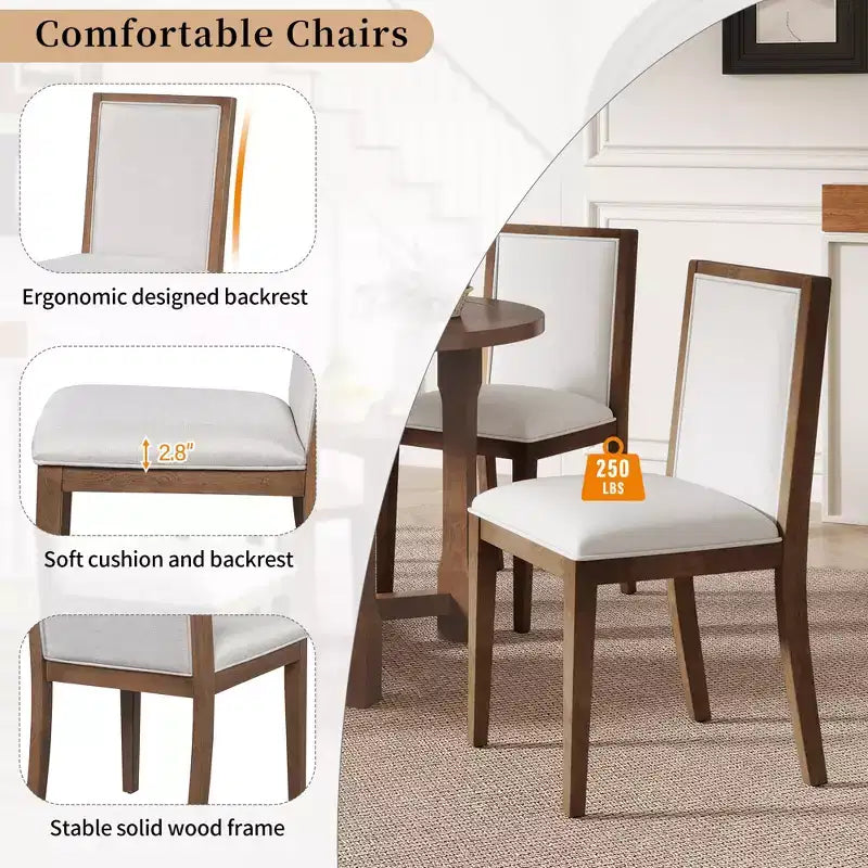 Table de cuisine style ferme Merax avec rallonge amovible et chaises rembourrées
