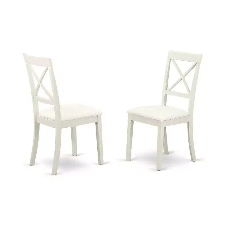 HomeStock Belmont, ensemble de 5 pièces comprenant une table Weston et 4 chaises avec assise en similicuir, blanc cassé