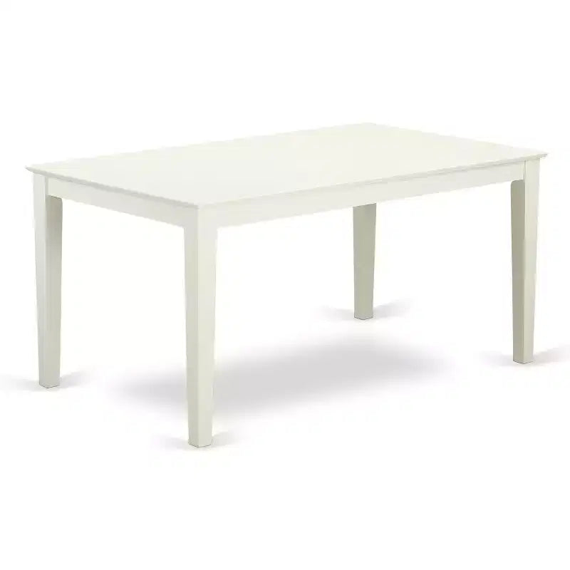 HomeStock Belmont Table rectangulaire 60 po 6 pièces et 4 chaises à lattes verticales et 1 banc, blanc lin