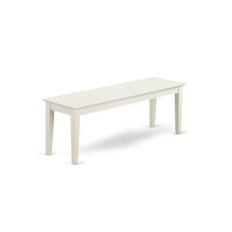 HomeStock Belmont Table rectangulaire 60 po 6 pièces et 4 chaises à lattes verticales et 1 banc, blanc lin