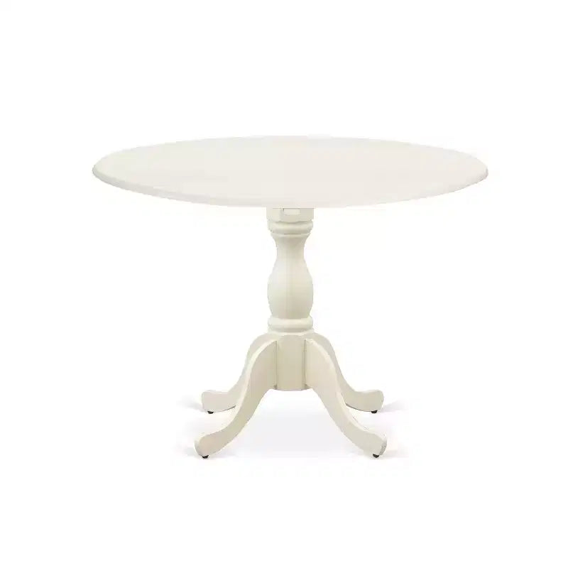 Ensemble De Salle À Manger 3 Pièces Belmont HomeStock, 1 Table À Abattants En Bois et 2 Chaises De Salle À Manger En Tissu Lin Beige Clair Avec Haut Dossier - Fini Blanc Lin