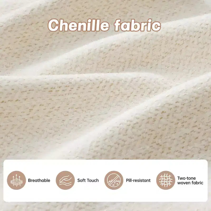 Canapé d'angle en L 74" beige nuage avec ottoman, en tissu chenille doux et mousse haute densité pour les salons