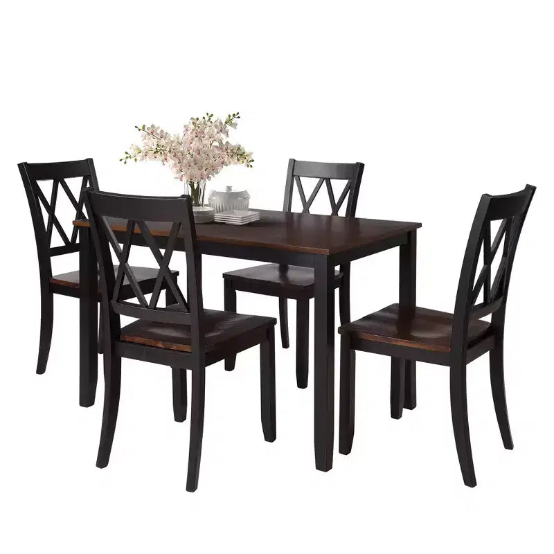 Ensemble table à manger et chaises hautes 5 pièces Clihome, en bois pour cuisine
