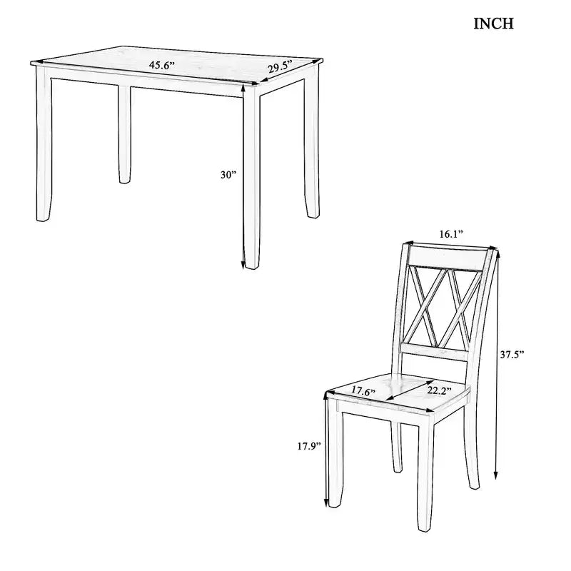 Ensemble table à manger et chaises hautes 5 pièces Clihome, en bois pour cuisine