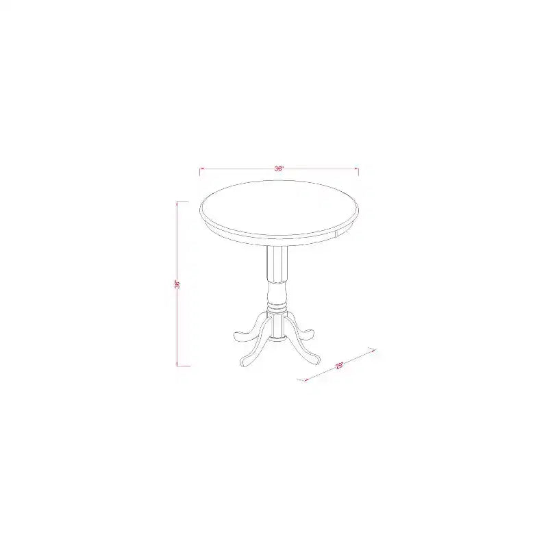 Ensemble de table à hauteur de comptoir - Table de pub et tabourets 5 pièces - Ensemble de salle à manger rond - Fini crème et cerise