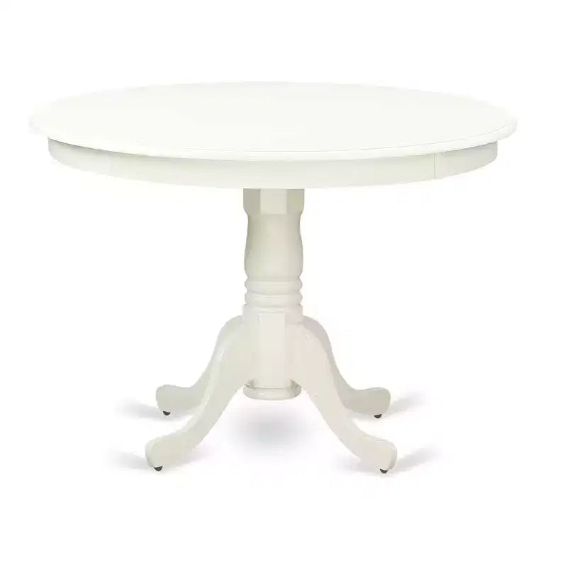 Ensemble table à manger ronde 3 pièces - Table de 42 po et 2 chaises Parsons - Cuir PU moderne et pieds blancs en lin