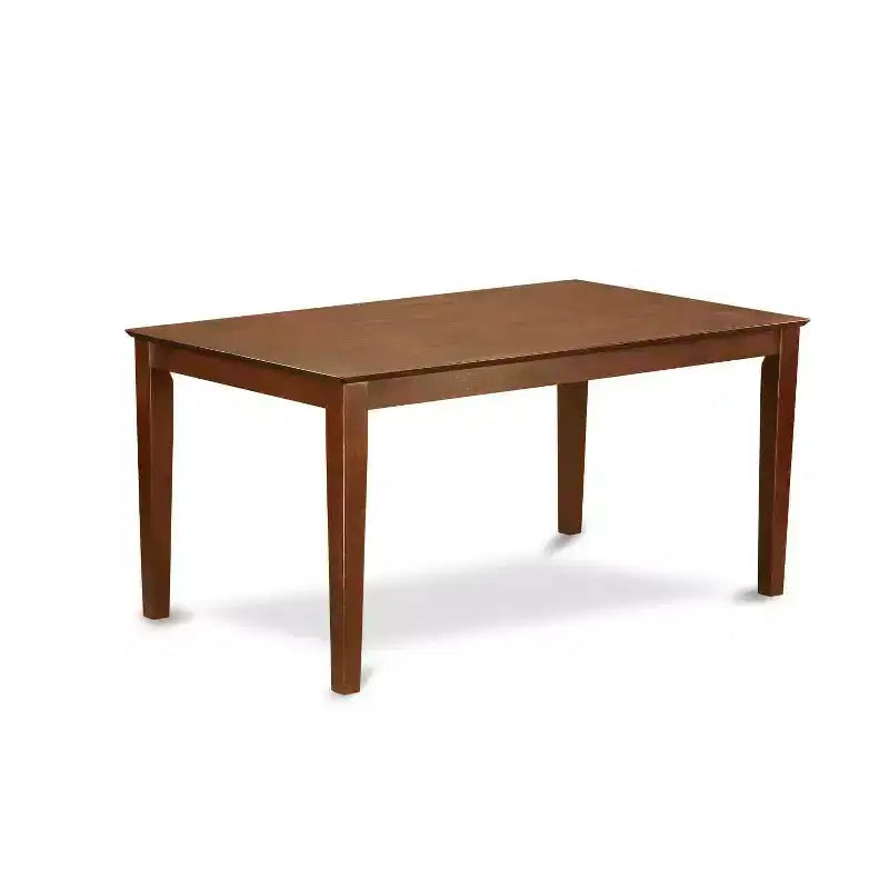 Table de salle à manger HomeStock 7 pièces avec plateau en bois massif finition acajou et 6 chaises Parson