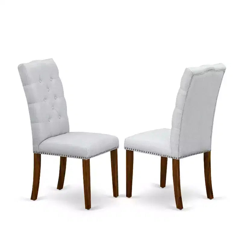 Table à manger rectangulaire en bois massif, finition chêne naturel, 7 pièces avec 6 chaises Parson