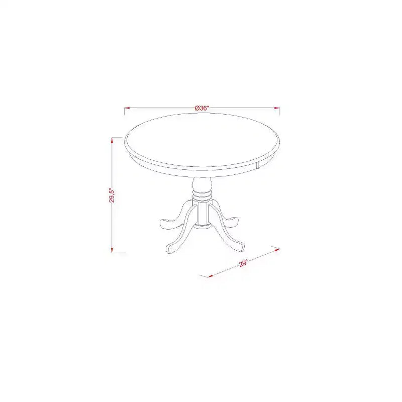 Ensemble de salle à manger rond moderne 5 pièces - Table 36 po et 4 chaises - Pieds en chêne, tissu en lin - HomeStock