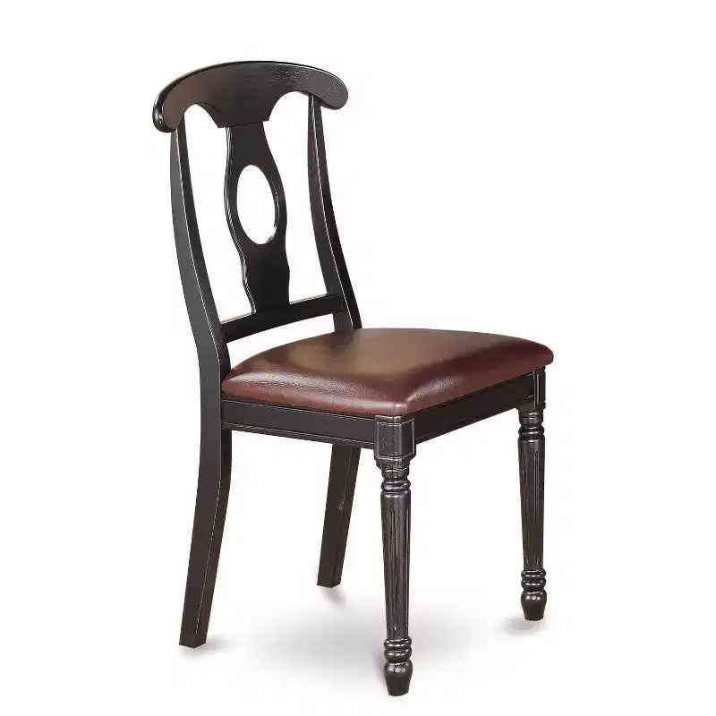 Ensemble Table et Chaises de Cuisine 7 Pièces - Table à Manger Rectangulaire avec 6 Chaises - Sièges en Similicuir - Finition Noire