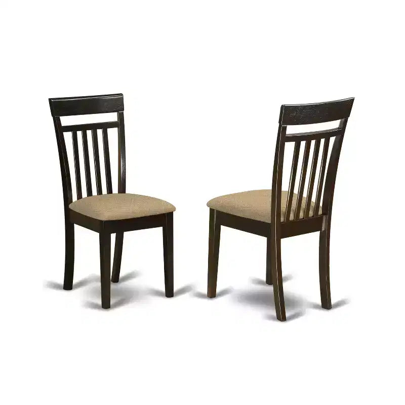 Ensemble Table et Chaises de Cuisine - Chaises en Bois - Table Finition Cappuccino - Assise en Lin - Petite Table Ronde