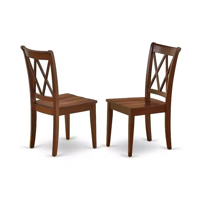 HomeStock – Ensemble de salle à manger 5 pièces en acajou massif, table ronde avec 4 chaises à croisillons et abattants.