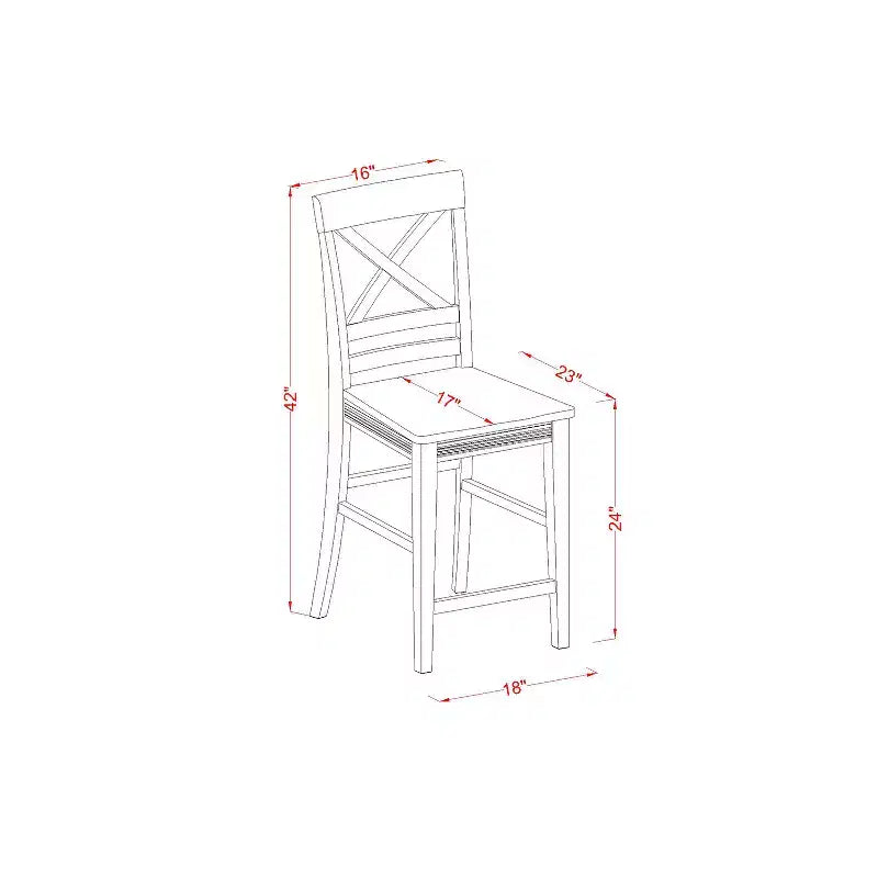 Ensemble table et chaises hauteur comptoir - Set de salle à manger 3 pièces - Table ronde de 42 pouces et 2 chaises - Finition cerise noire