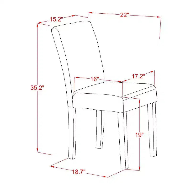 HomeStock – Table de salle à manger 5 pièces en bois massif finition blanc lin avec 4 chaises Parson rembourrées en similicuir blanc