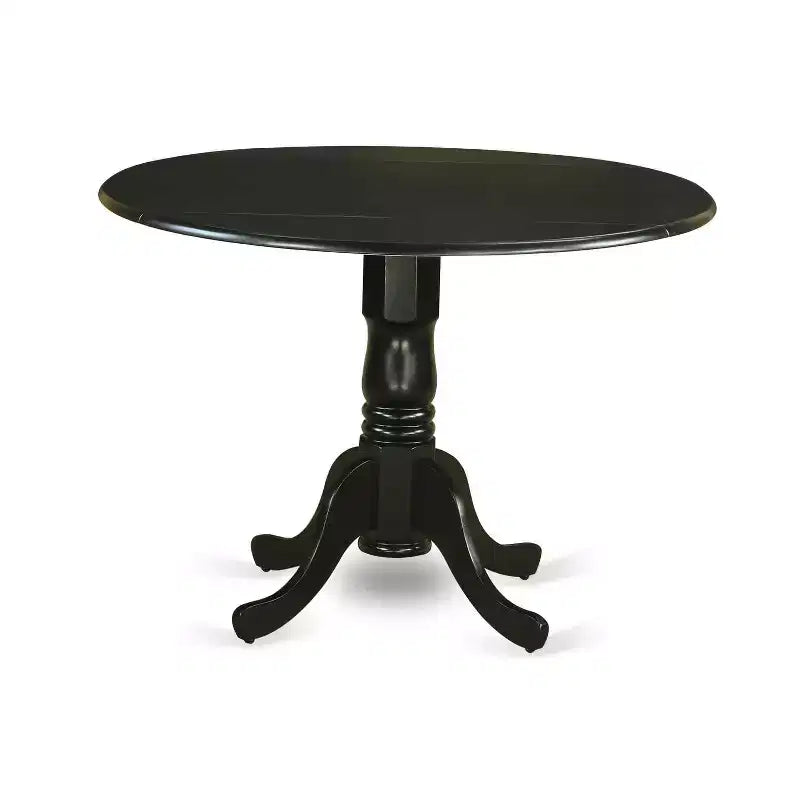Table à manger ronde 5 pièces HomeStock avec plateau en bois massif finition noire et 4 chaises