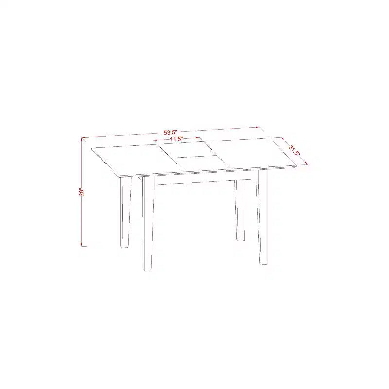 Ensemble de salle à manger 5 pièces - Table rectangulaire avec rallonge papillon et 4 chaises - Ensemble de cuisine
