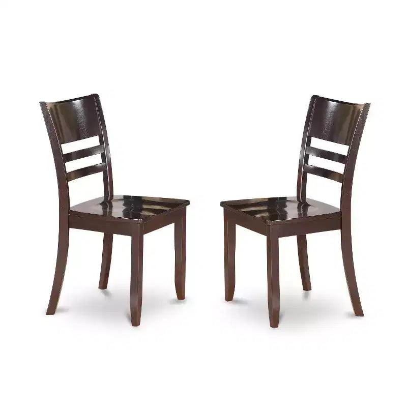 Table de salle à manger 5 pièces ronde avec plateau en bois massif finition cappuccino et 4 chaises avec
