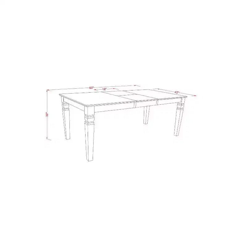 Ensemble de salle à manger rectangulaire - Table et 6 chaises - Table de 42/60 pouces avec rallonge - Dossier en X double