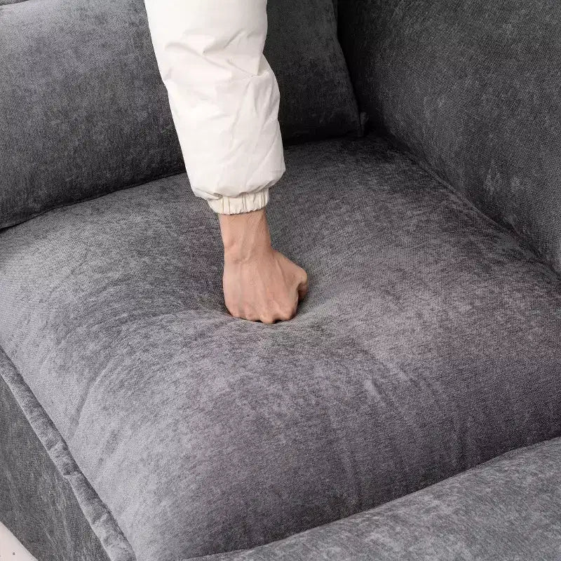 Canapé 4 places moderne en faux lin en forme de L GDFStudio Sewell avec pouf mobile