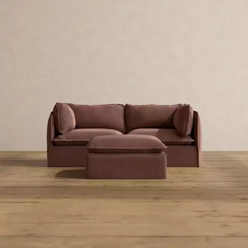 Canapé modulable lavable 2 places Anabei + Ottoman | Assise Deluxe+ et coussin Cloud