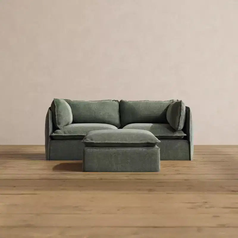 Canapé modulable lavable 2 places Anabei + Ottoman | Assise Deluxe+ et coussin Cloud