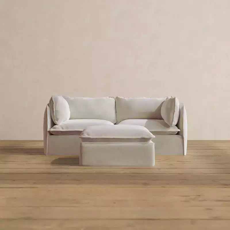 Canapé modulable lavable 2 places Anabei + Ottoman | Assise Deluxe+ et coussin Cloud