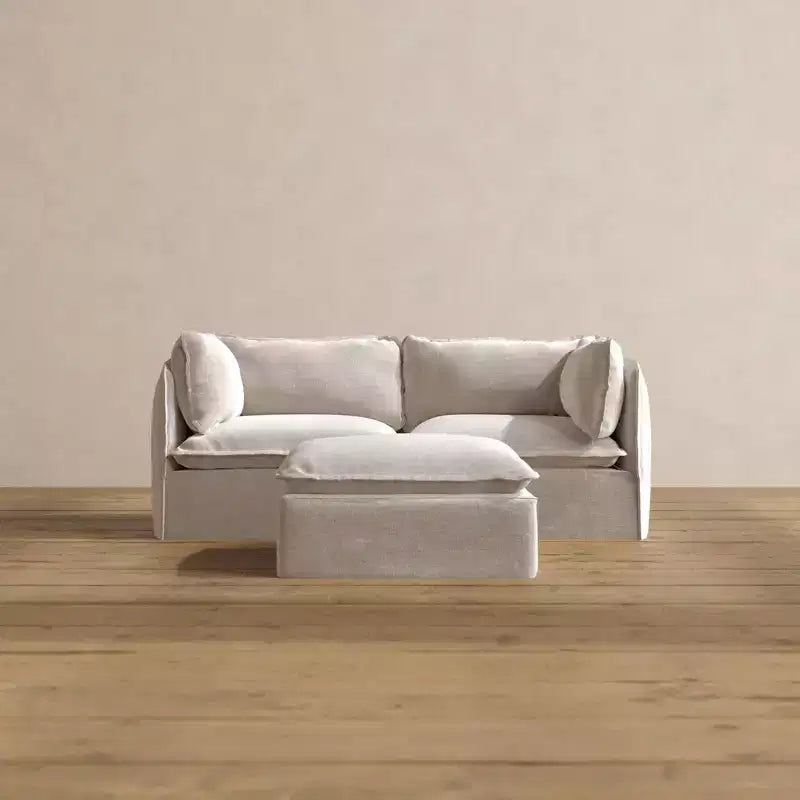 Canapé modulable lavable 2 places Anabei + Ottoman | Assise Deluxe+ et coussin Cloud