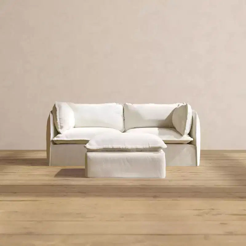 Canapé modulable lavable 2 places Anabei + Ottoman | Assise Deluxe+ et coussin Cloud