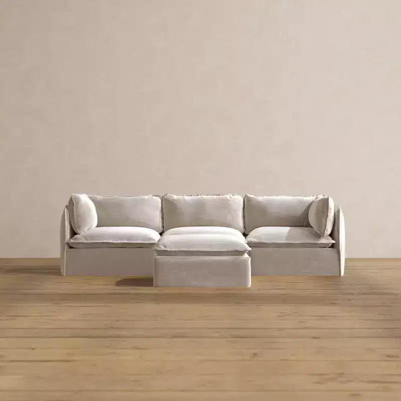 Canapé modulaire lavable 3 places Anabei + ottomane | Assise et coussin de contour Memorix+