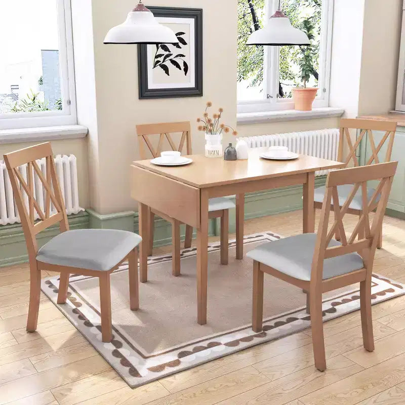 Ensemble de salle à manger GDFStudio Harlan avec table à abattants et 4 chaises rembourrées