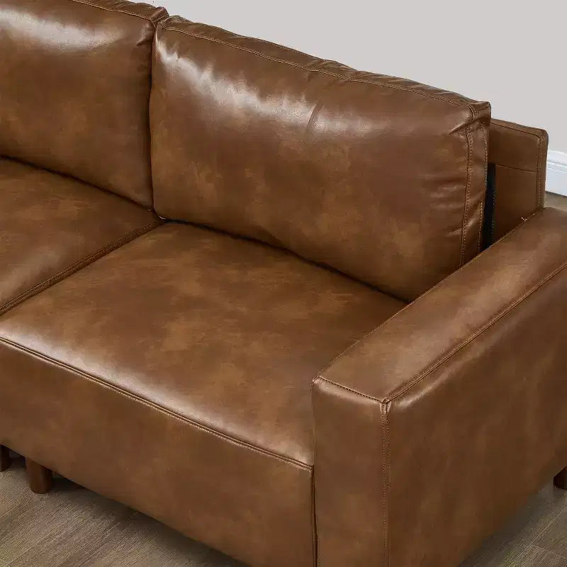 GDFStudio Darcy 104 Canapé sectionnel moderne 5 places en similicuir avec pouf