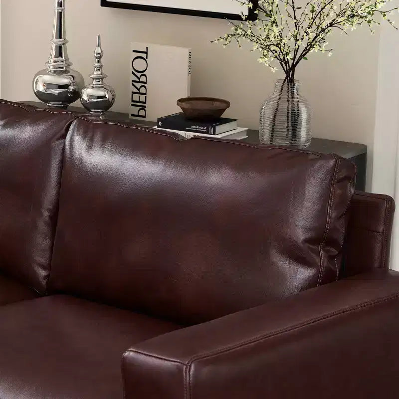 GDFStudio Darcy 104 Canapé sectionnel moderne 5 places en similicuir avec pouf