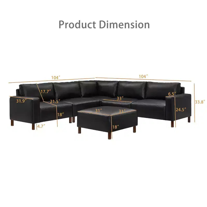 GDFStudio Darcy 104 Canapé sectionnel moderne 5 places en similicuir avec pouf
