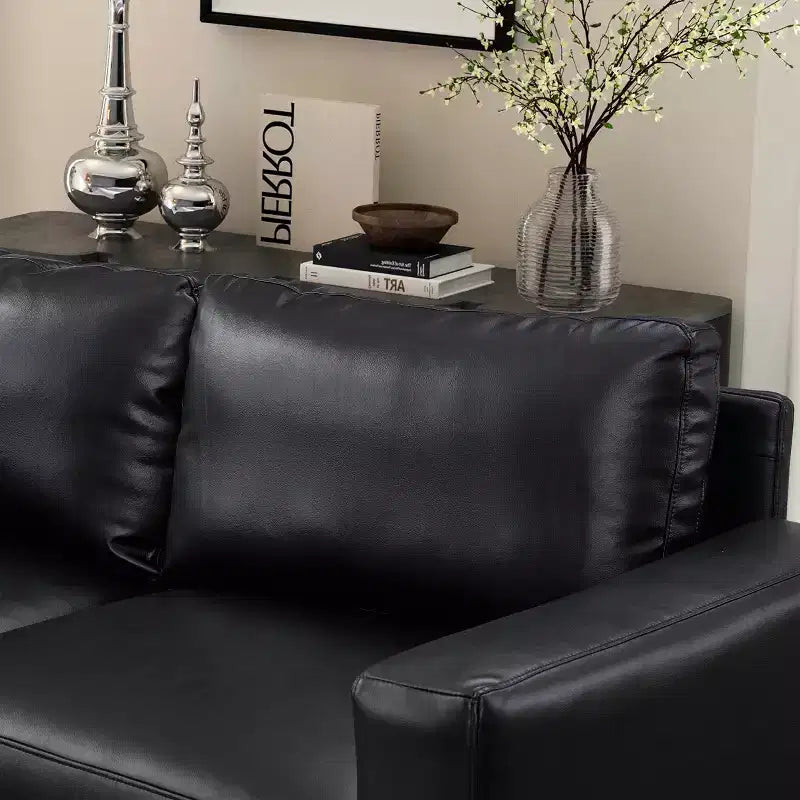 GDFStudio Darcy 104 Canapé sectionnel moderne 5 places en similicuir avec pouf