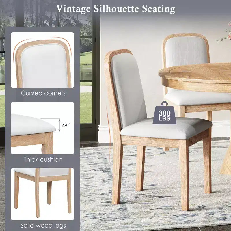 Ensemble de salle à manger extensible pour 6 personnes avec 4 chaises rembourrées, ensemble de table de cuisine rustique de style ferme avec finition vieillie