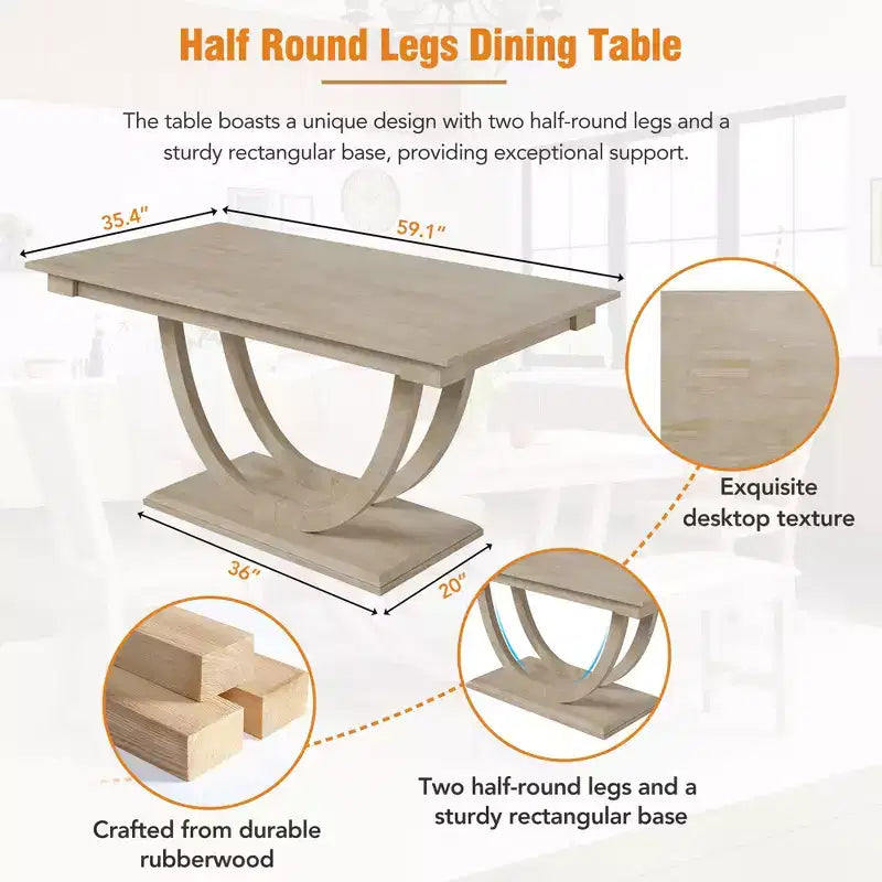 Ensemble de salle à manger 6 pièces pour 6 personnes, ensemble de table de cuisine familiale avec chaises de salle à manger et banc rembourrés ergonomiques - ModernLuxe