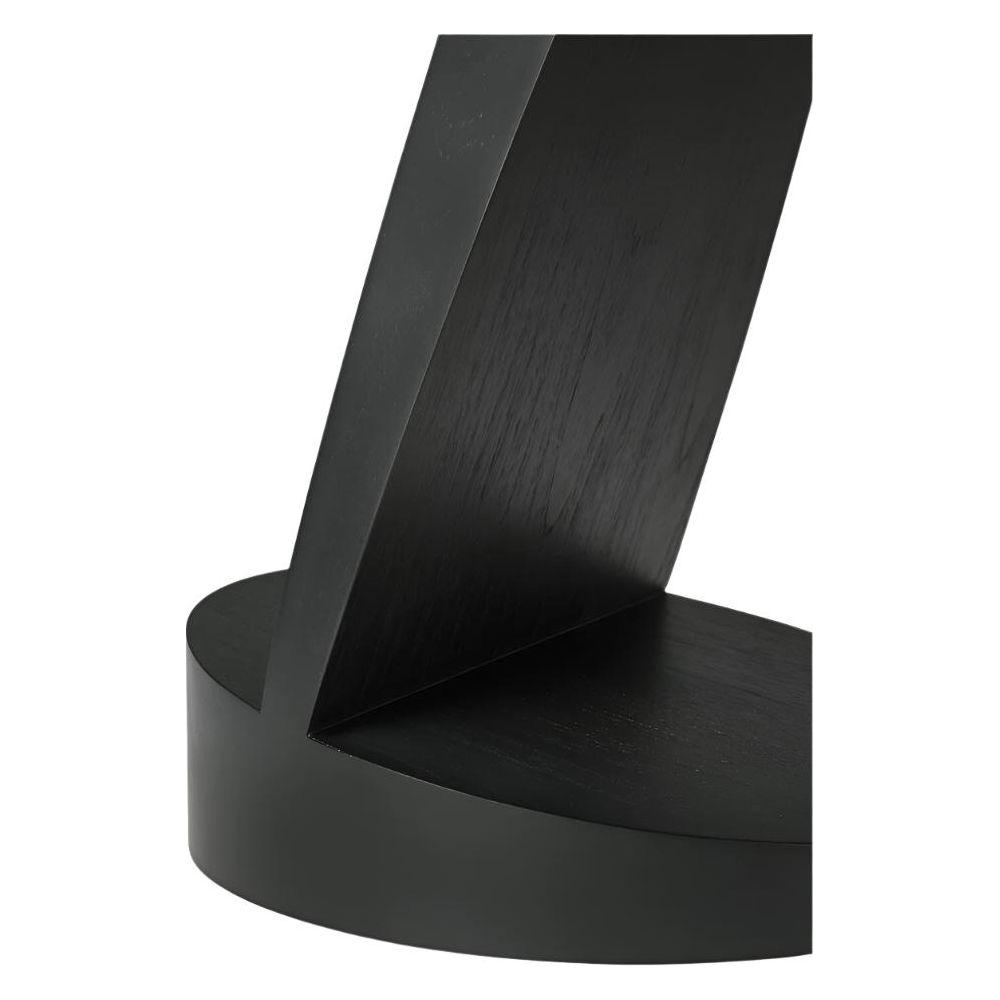 Table d'appoint sculpturale en teck massif avec plateau rond et piètement dynamique à espace négatif pour salon