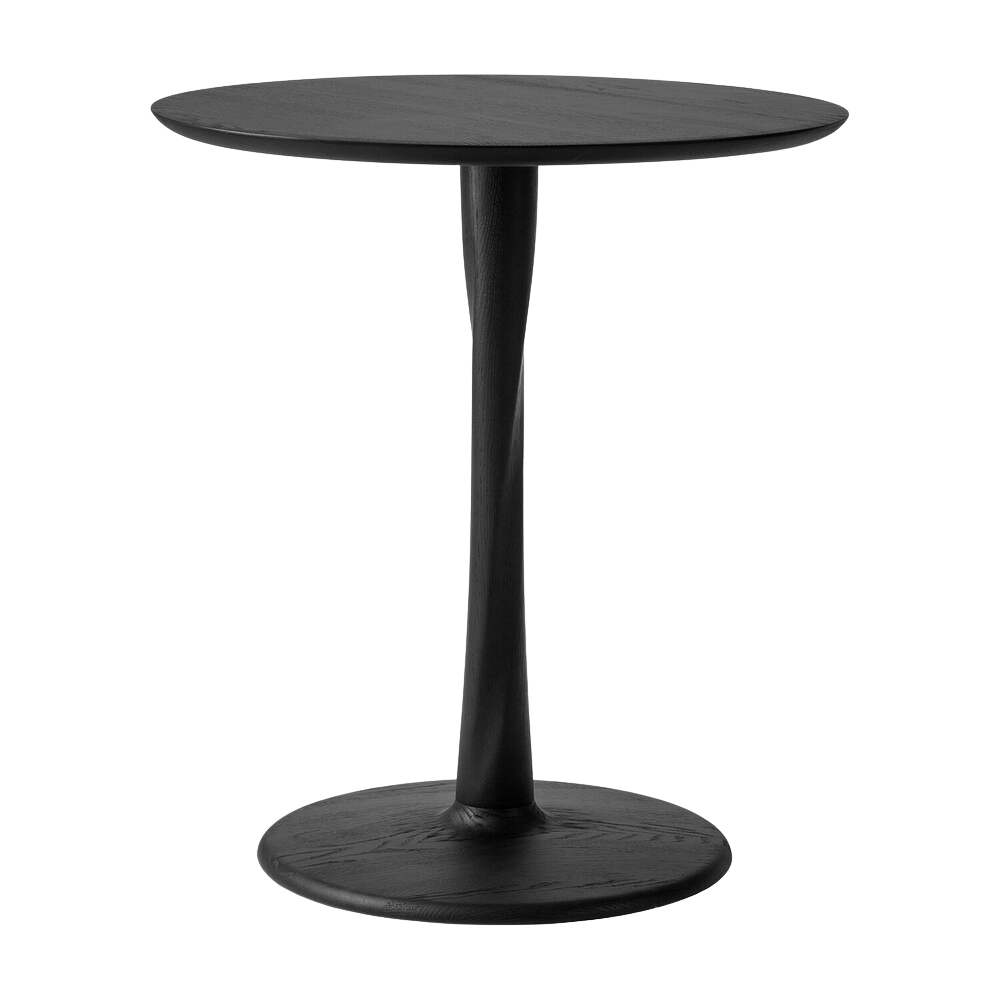 Table à manger sculpturale en chêne avec plateau rond et pied torsadé pour salle à manger