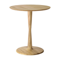 Table à manger sculpturale en chêne avec plateau rond et pied torsadé pour salle à manger