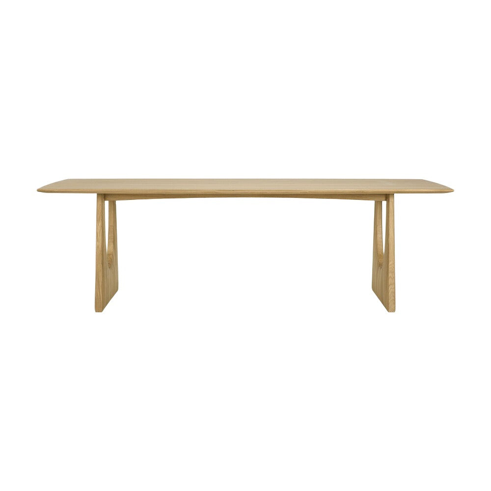 Table de salle à manger contemporaine en chêne massif avec plateau rectangulaire aux bords adoucis