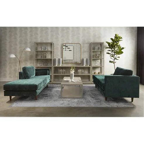 Table basse contemporaine en placage de chêne gris fumé avec étagère inférieure et cadre aux lignes épurées pour salon