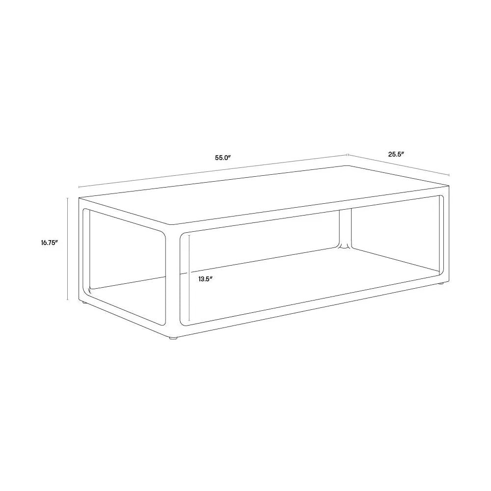 Table basse contemporaine en placage de chêne gris fumé avec étagère inférieure et cadre aux lignes épurées pour salon