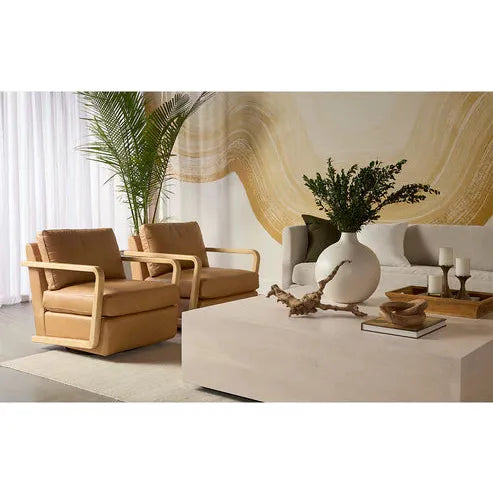 Table basse moderne en chêne massif avec plateau carré blanchi et cadre minimaliste pour salon