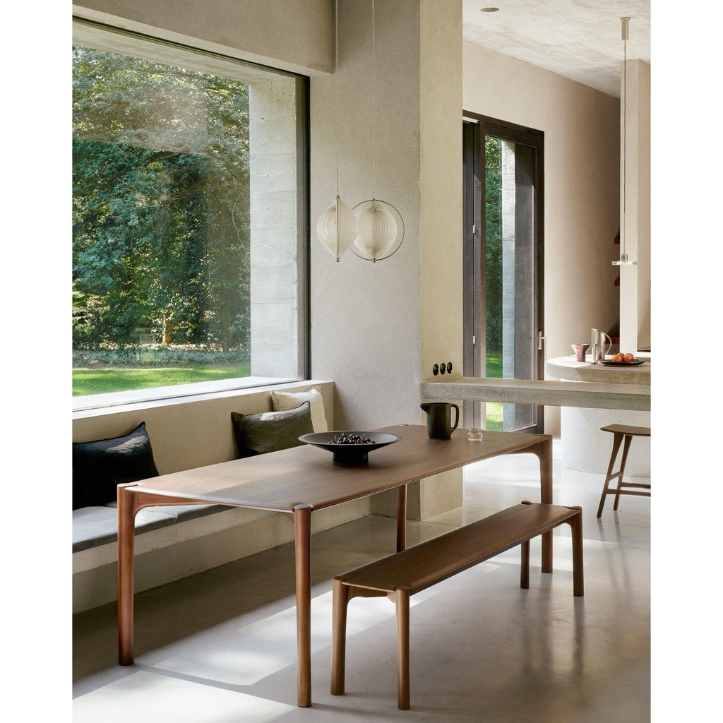 Table de salle à manger organique moderne en bois de chêne avec plateau rectangulaire poli imparfait