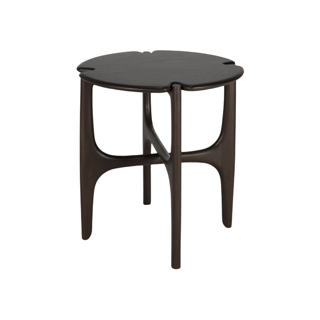 Table d'appoint en acajou organique moderne avec plateau rond poli-imparfait pour salon