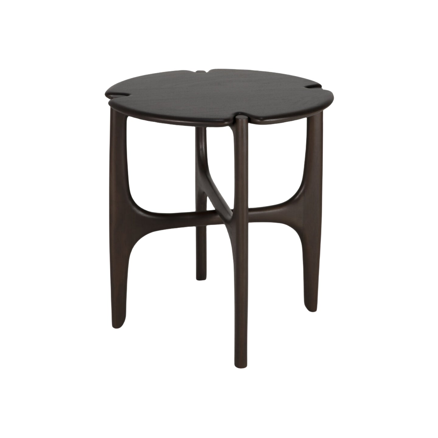 Table d'appoint en acajou organique moderne avec plateau rond poli-imparfait pour salon